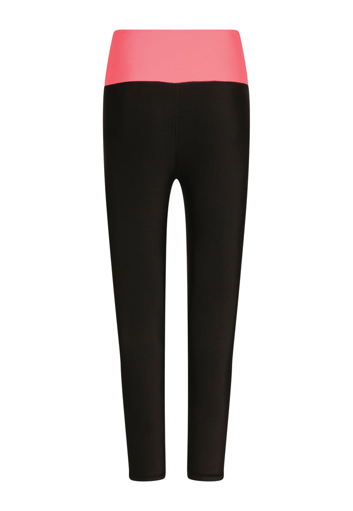 1043 Leggings a vita extra alta in nero e rosa