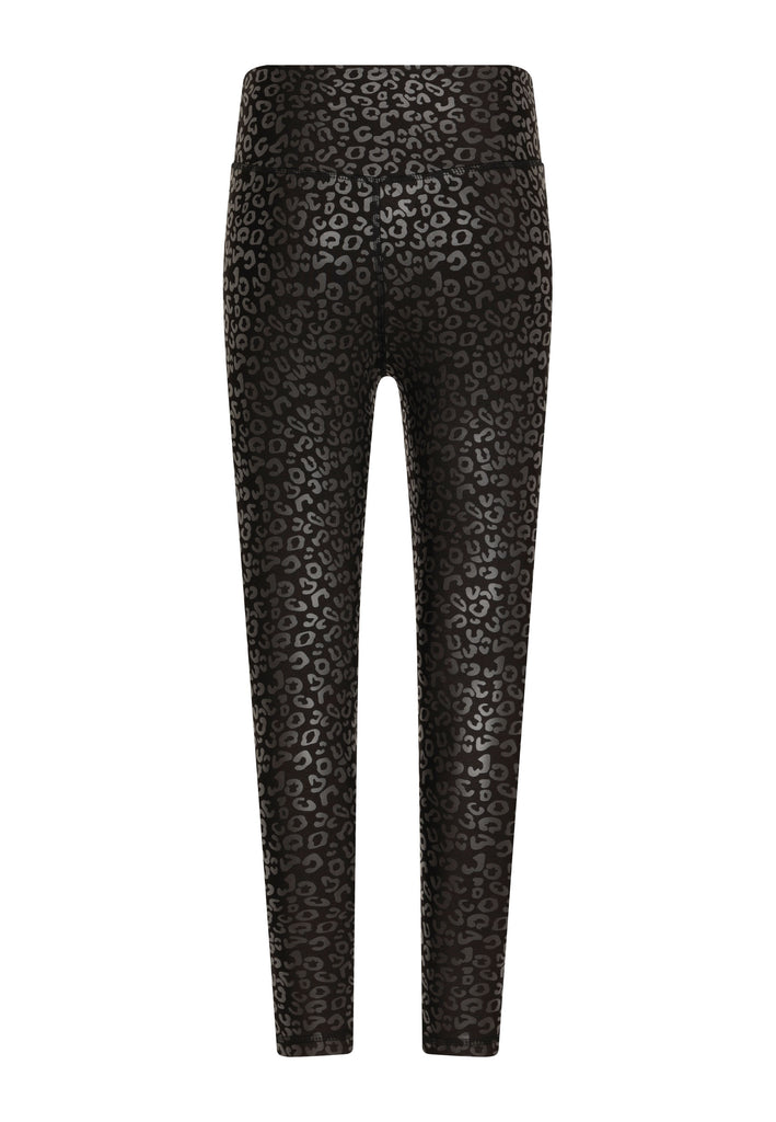 1150 Leggings de aspecto de cuero en Schwarz & Silber