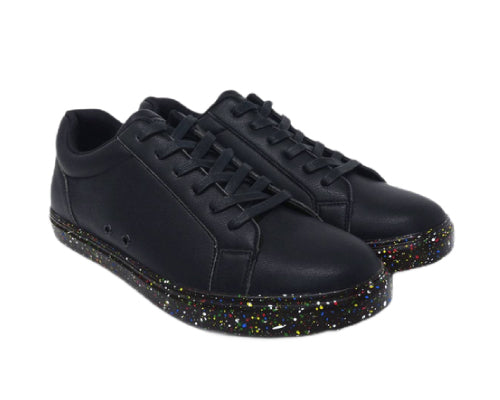 Fuego Low-Top-Sneaker von Fuego Dance Shoes in Ataca Black mit bunter Sohle, Seitenansicht.