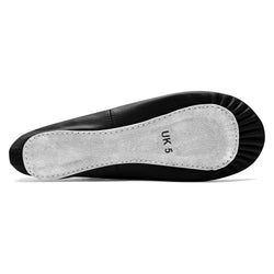 Schwarzes „1001 Ballettschläppchen Leder“ von Rumpf, UK 5, mit grauer Innensohle und schwarzer Sohle.