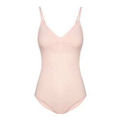 Rumpf R3102: Rosa Spaghettiträger-Body mit Ballet Body-Design und dezentem V-Ausschnitt.