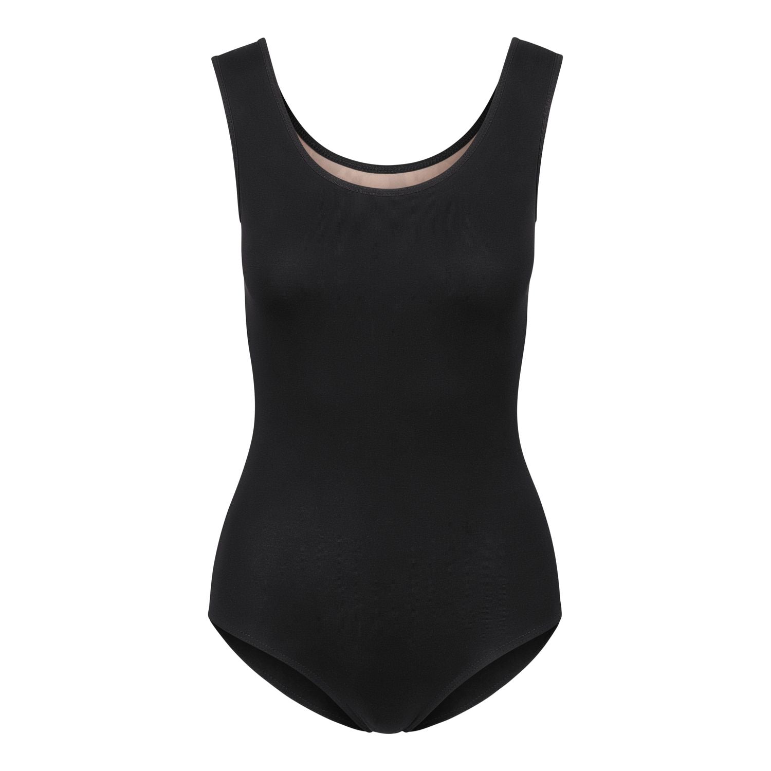 Ähnlicher Rumpf R3110 Spitzen-Body in Schwarz mit Scoop-Ausschnitt, auf weißem Hintergrund.