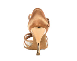 Rückansicht einer bronzefarbenen Riemchen-Sandalette mit metallischen Akzenten von Lidmag, Produktname: 705 Tanzschuhe.