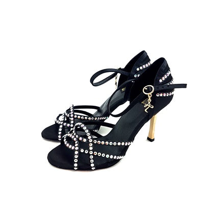 Talita Dance Shoes in Black Satin con Swarovski Stones
