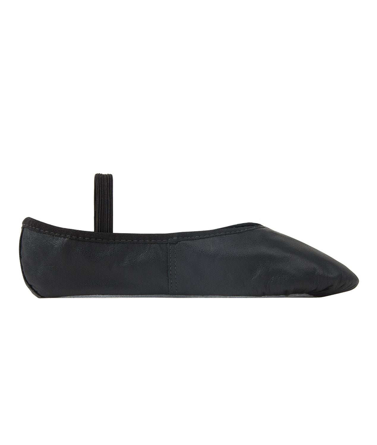 Rumpf 1000 Ballettschläppchen Leder in Schwarz, Seitenansicht. Perfekt für Ballettschuhe Erwachsene.
