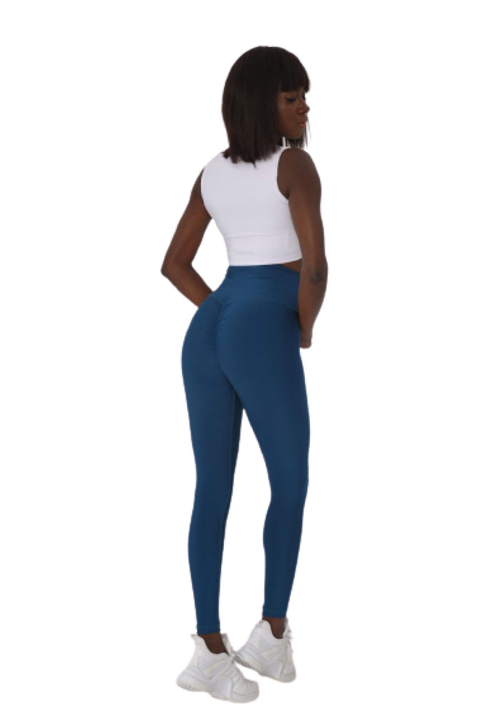 740 Leggings de tope de scrunch en Petrulium Blau