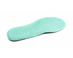 Eine blaugrüne Einlegesohle von PD ComfyProtect Tanzschuhe von Portdance aus antibakteriellem Material auf weißem Hintergrund.