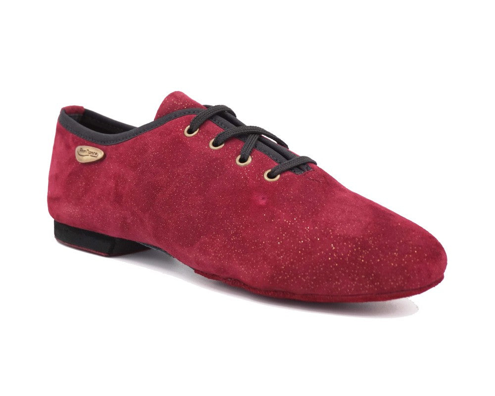 Zapatos de baile PD J001 en Burdeos con suela de gamuza