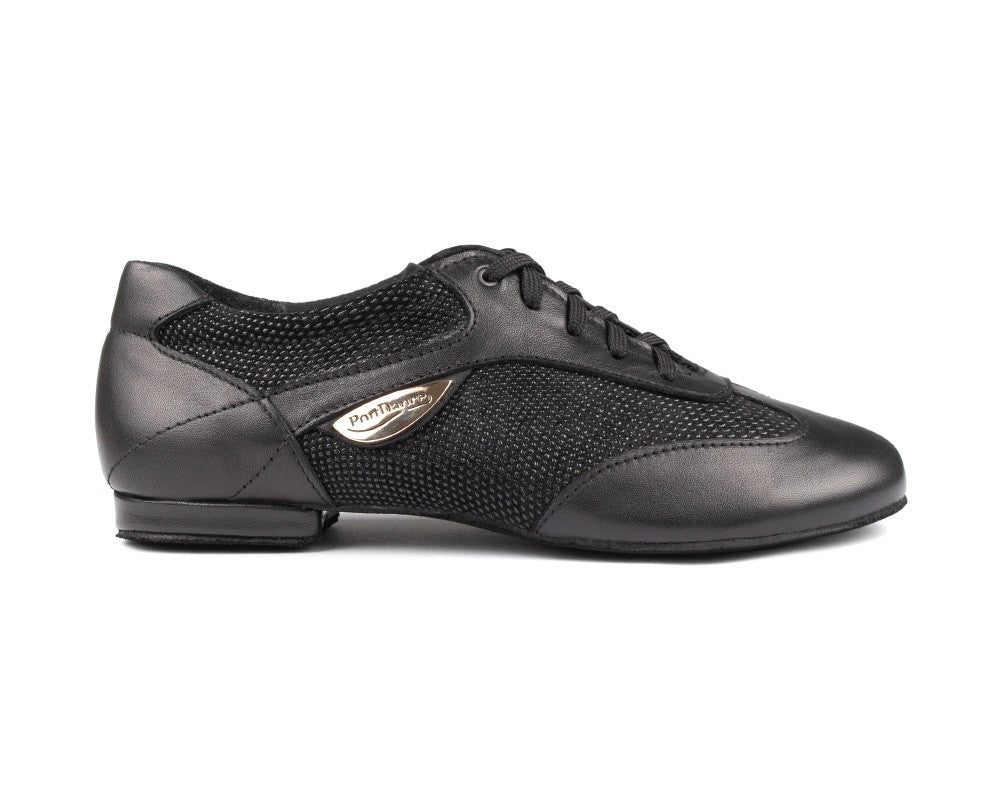 Zapato de baile PD07 en Black Beverly con suela de gamuza