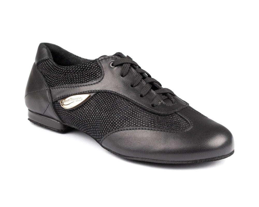 Zapato de baile PD07 en Black Beverly con suela de gamuza