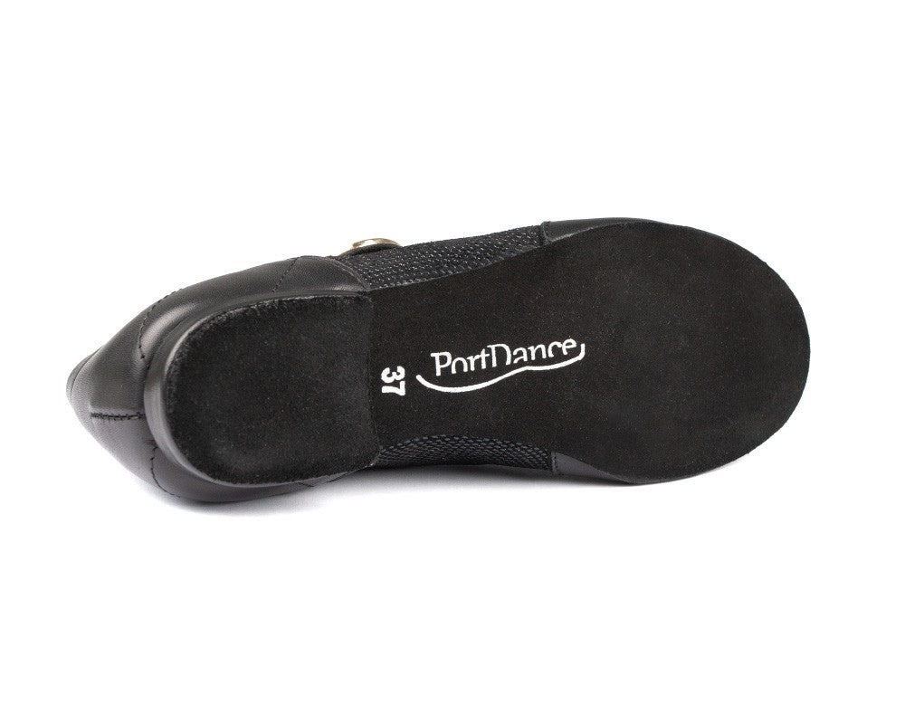 Zapato de baile PD07 en Black Beverly con suela de gamuza