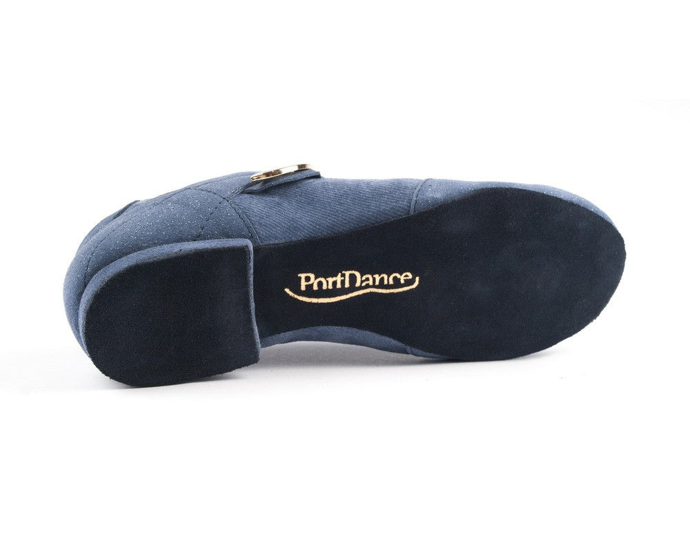 Denim PD07 FASHION Dance Sneakers von Portdance mit schwarzer Sohle und goldenem Logo.