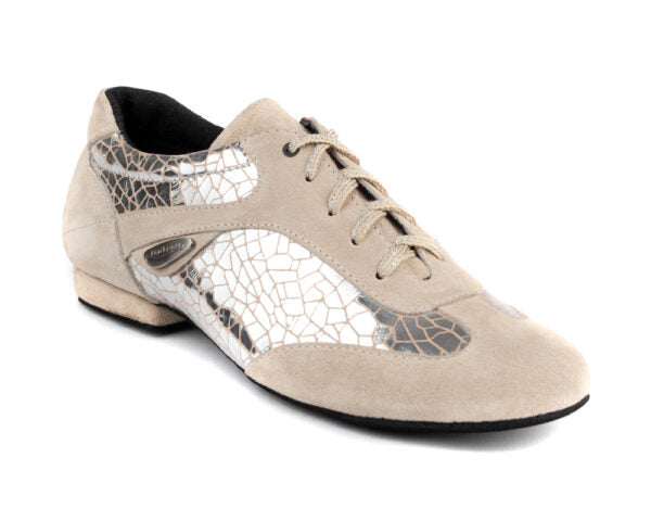 PD08 Chaussures de danse Fashion en Silver Craquelê avec semelle en daim