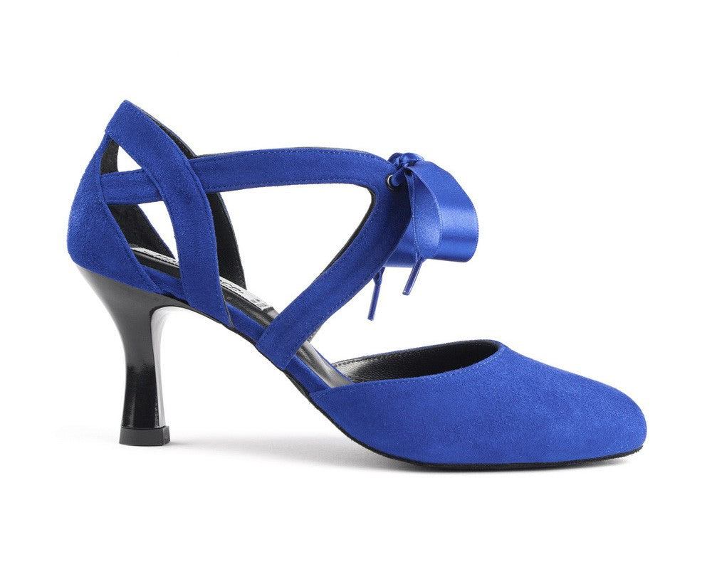 Zapatos de baile premium PD125 en azul con suela de gamuza