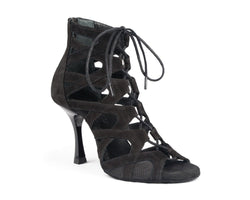 Schwarze Schnürsandale PD NEOLITE 804 aus Nubukleder von Portdance, ideal für Salsa-Nächte.