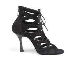Die schwarze Riemchensandale PD NEOLITE 804 von Portdance mit hohem Absatz ist ideal für Salsa-Nächte und hat einen Reißverschluss auf der Rückseite.