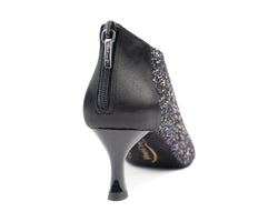 Portdance PD811 PRO Tanzschuhe in Schwarz-Glitzer mit Reißverschluss auf weißem Hintergrund.