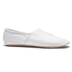 Rumpf 1037 Gymnastikschuhe: weiß mit strukturiertem Stoff und neutraler Sohle, Seitenansicht auf einfarbigem Hintergrund.