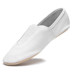 Ein weißer Rumpf 1037 Gymnastikschuh mit beiger Sohle und glatter Oberfläche.