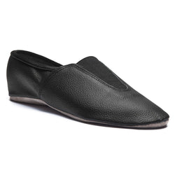 Rumpf 1038 Gymnastikschuhe: schwarzes Leder, flexible Sohle, niedriger Absatz, hervorragender Tragekomfort.