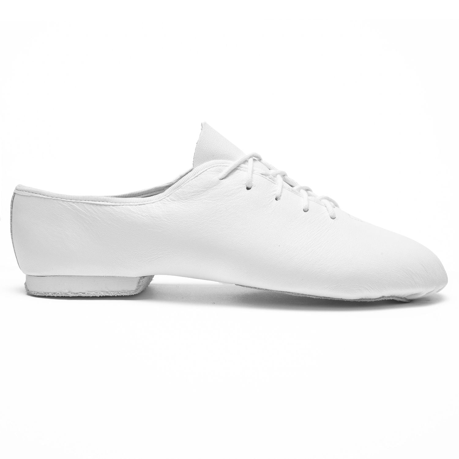 Weiße Rumpf 1270 Basic II Jazzschuhe mit gesplitteter Sohle, Seitenansicht auf schlichtem weißem Hintergrund.